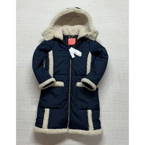 J. Crew Dark Blue and Cream Snow Coat